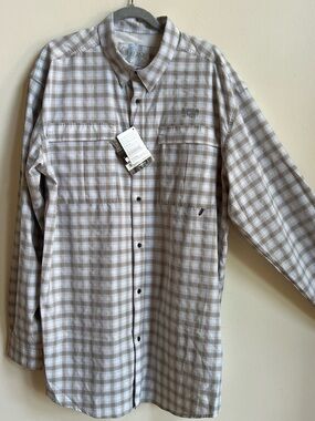 Scheels Outfitters no fly zone Light Gray Plaid Long-Sleeve Shirt